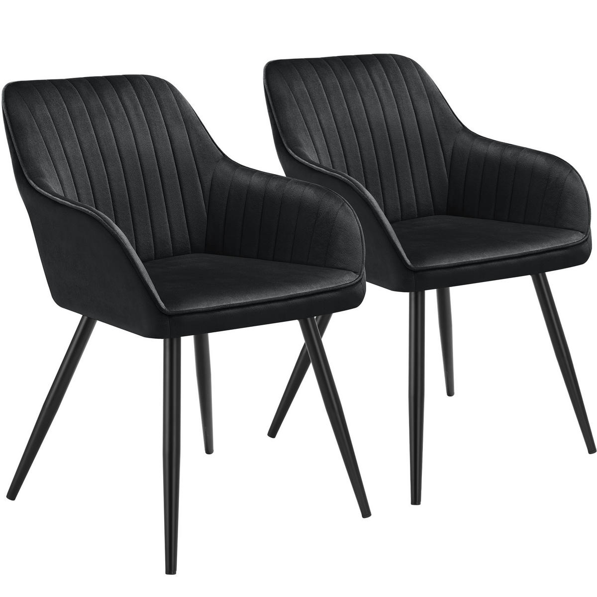 ESSZIMMERSTUHL 2er Set Marilyn 58 x 62 x 82 cm schwarz/schwarz - Schwarz, Metall (58/82/62cm) - tectake