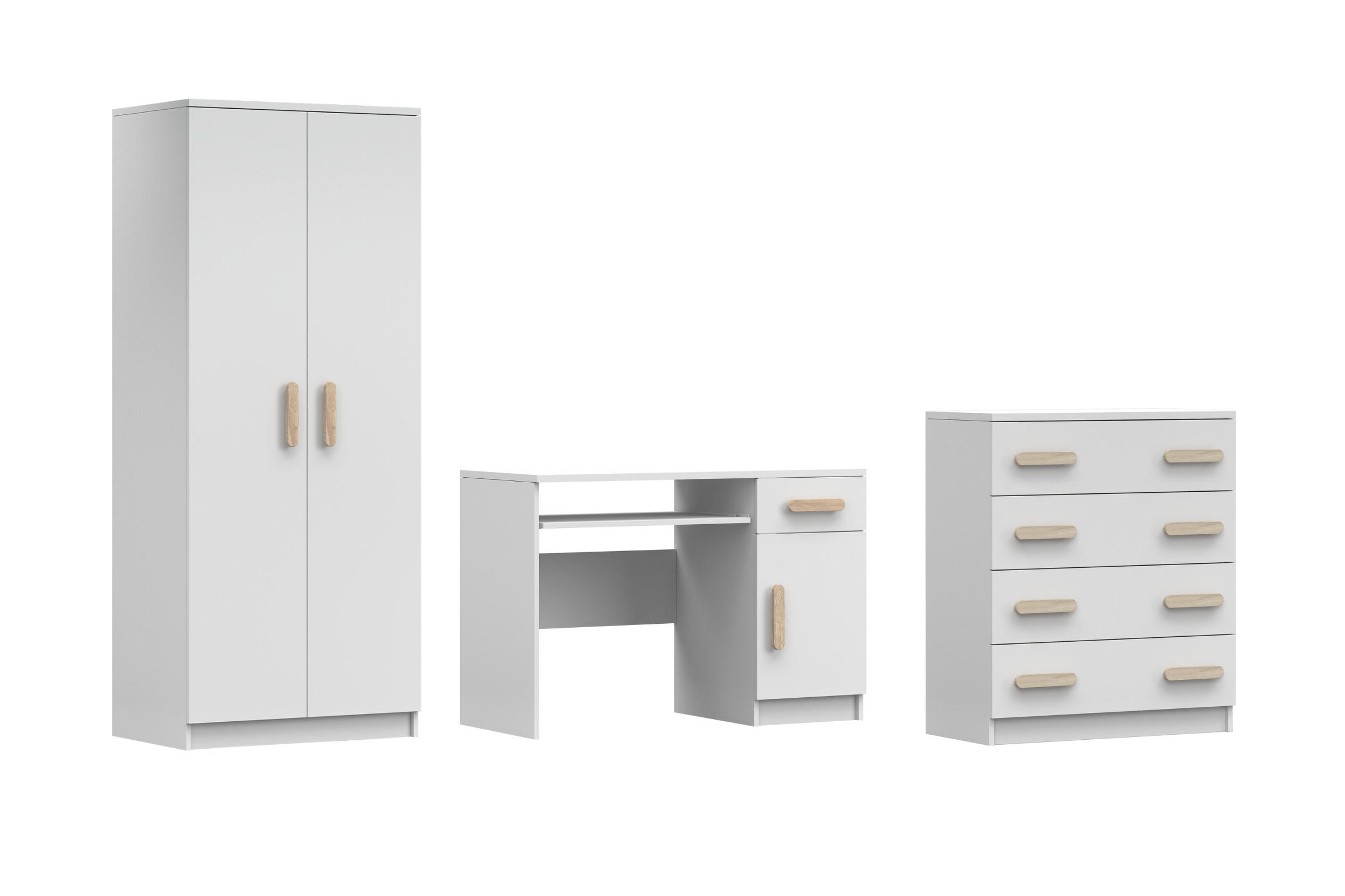KINDERZIMMER-SET INGE V 3-teilig in Weiß/Sonoma Eiche - Weiß/Sonoma Eiche, Holzwerkstoff (270/50/192cm) - Deine Möbel 24