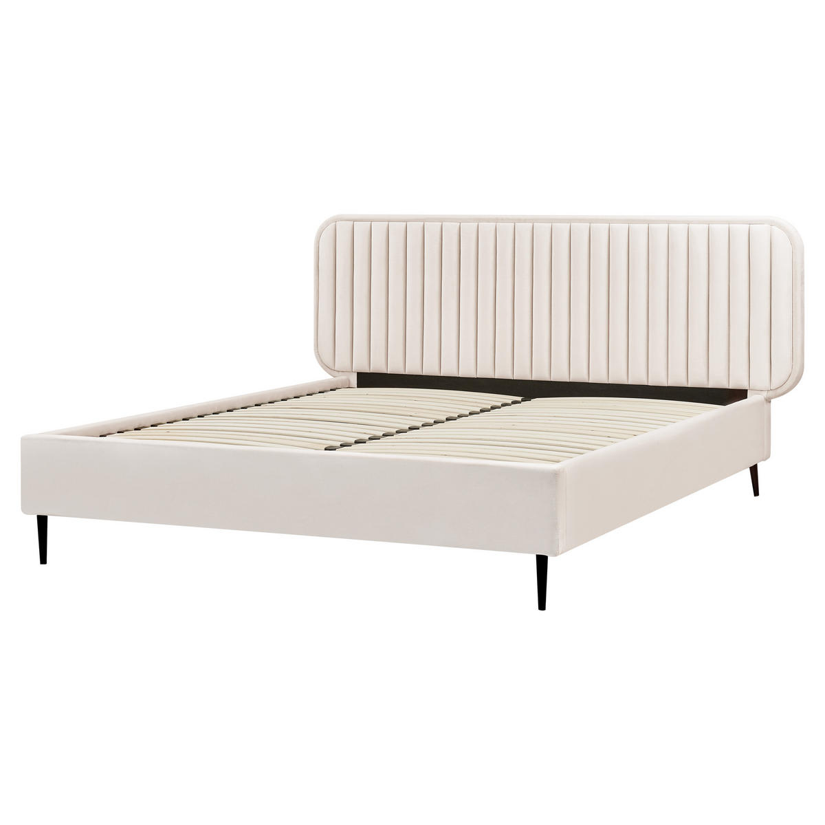 BETT mit Lattenrost 160/200 cm Beige Brin - Beige/Schwarz, Textil (160/200cm) - Beliani