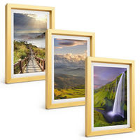 BILDER SET 3er Set - 20x30 cm Goldrahmen - Berglandschaften Wasserfall - Goldfarben, Kunststoff (20/30cm) - TULUP