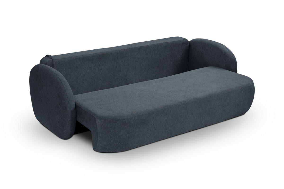 BETTSOFA AMICO Blau Geflochtener Stoff mit Schlaffunktion - Blau, Holz (238/86.5/101cm) - MASSENO