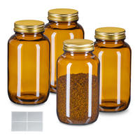 4xBRAUNGLÄSER - Braun, Glas/Papier (7.5/14/7.5cm) - Relaxdays