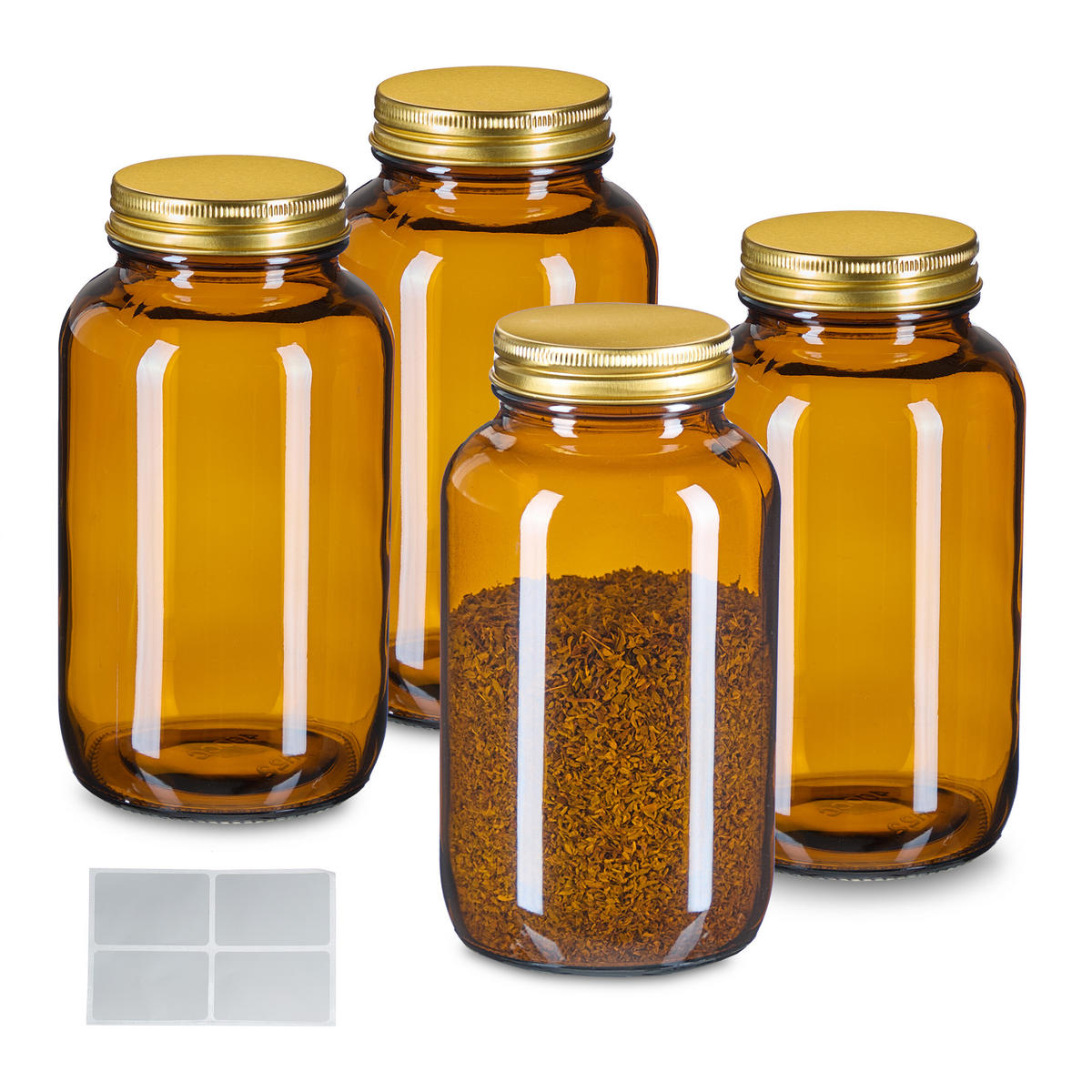 4xBRAUNGLÄSER - Braun, Glas/Papier (7.5/14/7.5cm) - Relaxdays