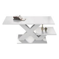 COUCHTISCH Weiß mit X‑förmigem Gestell und doppelten Ablageflächen 100 × 48 × 45 cm - Weiß, Holzwerkstoff (48/100/45cm) - Luhomfu