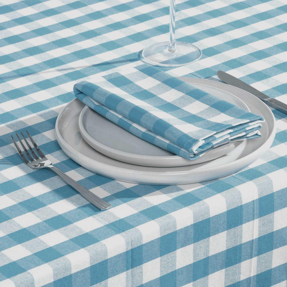STOFFSERVIETTEN Vichy-Karo blau, 4er-Set 45/45 cm - Blau, Textil (45/45cm) - Homescapes