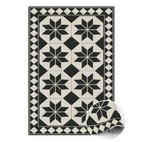 VINYL TEPPICH 150x225 cm Schwarz-weiße Sterne - Weiß, Kunststoff (150/225cm) - TULUP