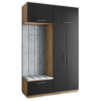 GARDEROBENSCHRANK REMA 150/240/60 cm Modern Eiche Wotan - Eiche Wotan/Schwarz, Holzwerkstoff (150/240/60cm) - MASSENO