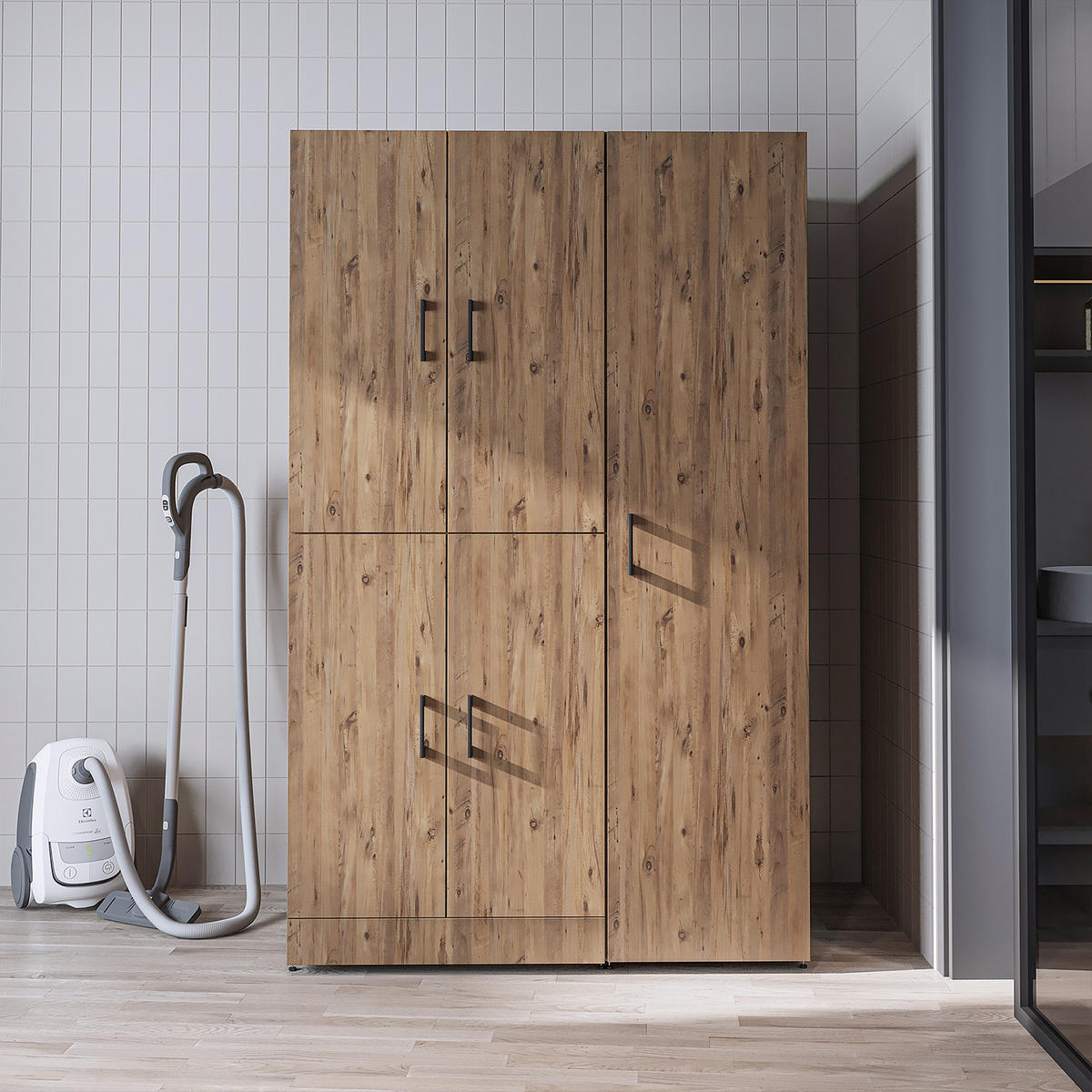 WASCHMASCHINENSCHRANK DORA-II 115cm Breit, 186cm Hoch - Eichefarben, Holzwerkstoff (115/186/73.8cm)