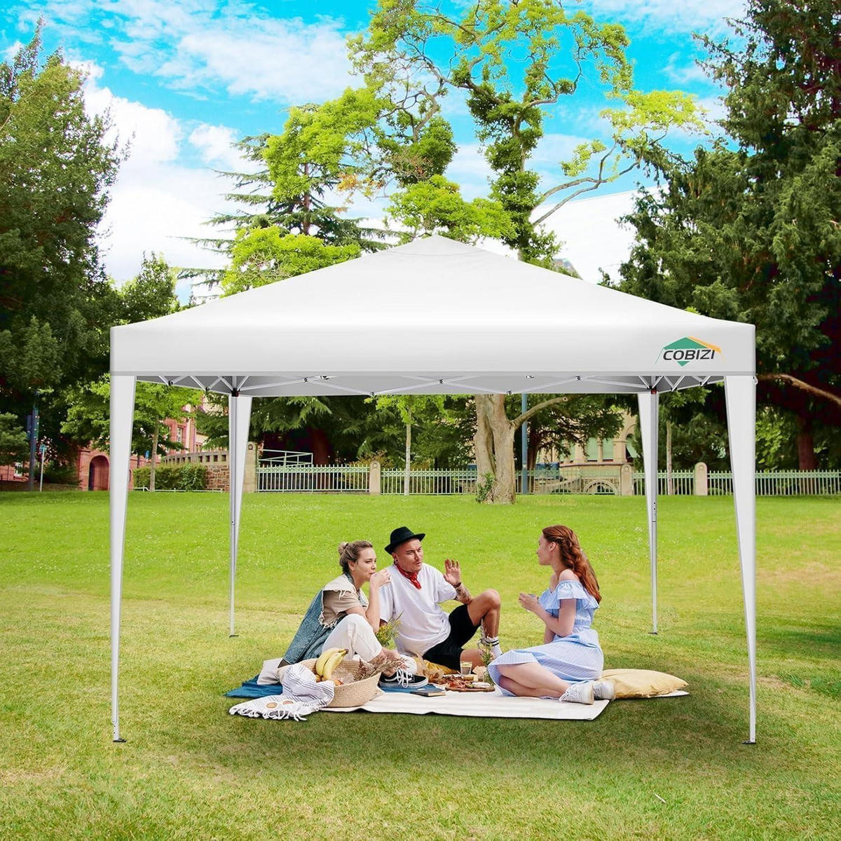 FALTPAVILLON 3x3 m Weiß mit 4 Seitenwänden - Weiß, Textil (300/275/300cm)