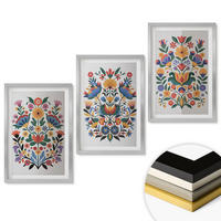 WANDBILDER 3er Set - 40x60 cm Silberner Rahmen - Blumenmuster in intensiven Farben - Silberfarben, Kunststoff (40/60cm) - ArtPrintCave