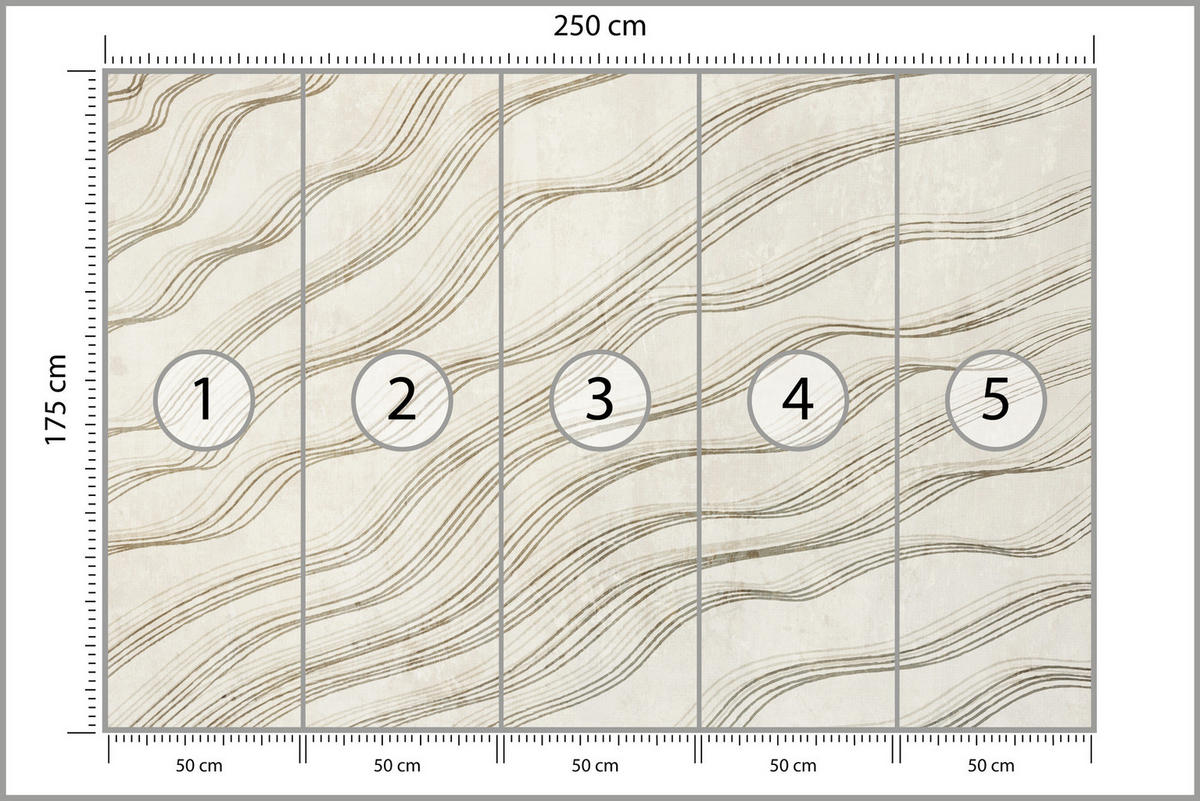 FOTOTAPETE für Wohnzimmer Beige Wellen Abstraktion 250x175 - Beige, Papier (250/175cm) - Muralo