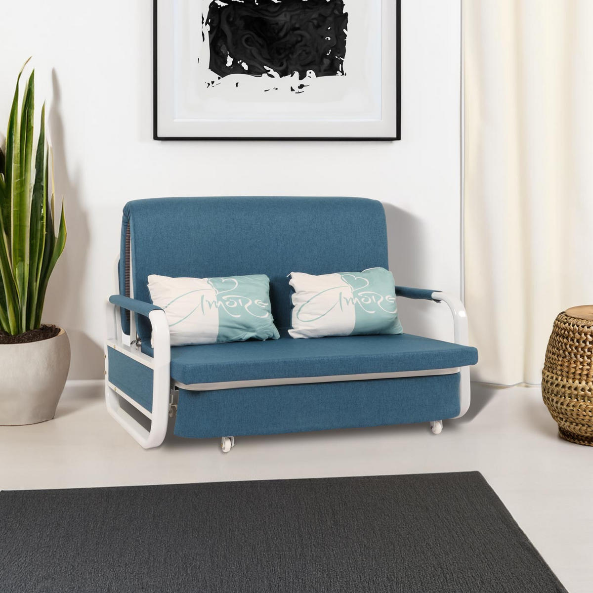 SCHLAFSOFA Blau - Blau, Textil (130/71/185cm) - MCW