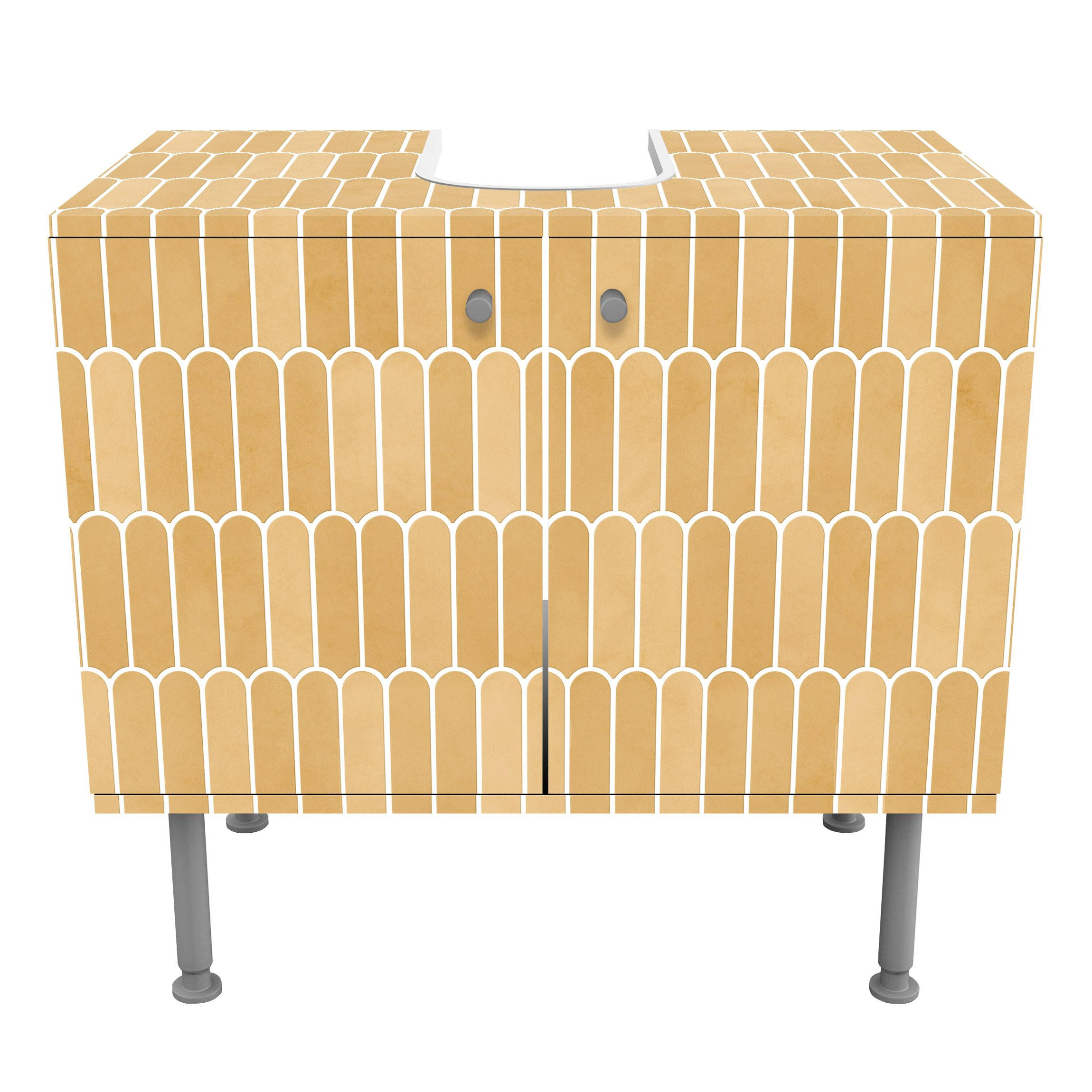 WASCHBECKENUNTERSCHRANK Fischschuppen Fliesen Gelb 60/55/35 cm - Gelb, Holzwerkstoff (60/55/35cm) - Bilderwelten