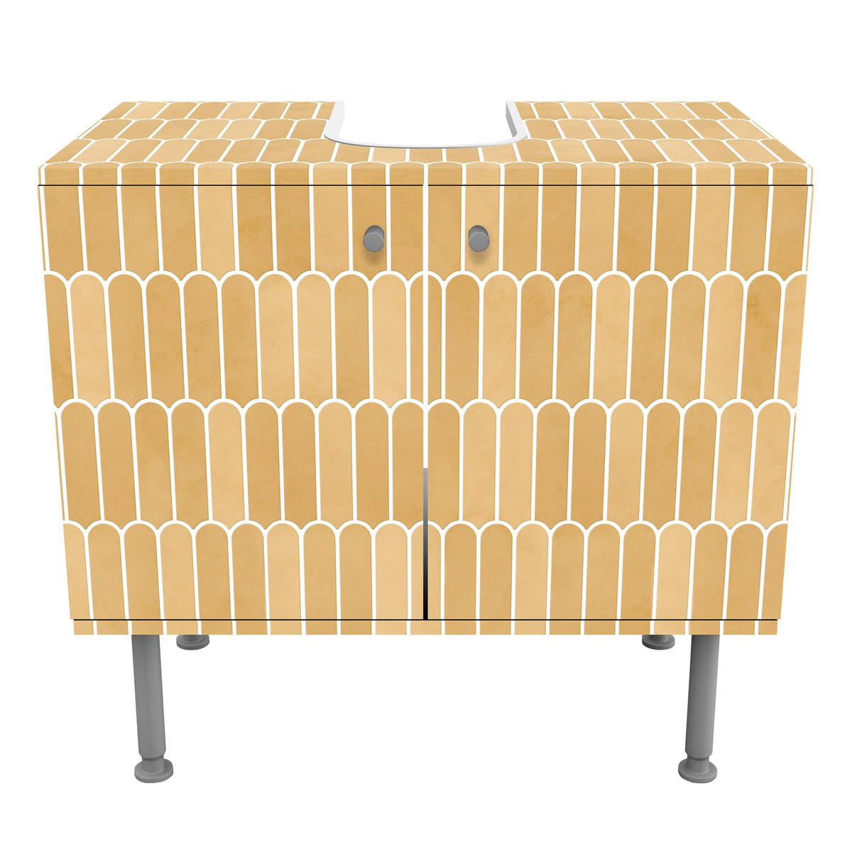 WASCHBECKENUNTERSCHRANK Fischschuppen Fliesen Gelb 60/55/35 cm - Gelb, Holzwerkstoff (60/55/35cm) - Bilderwelten