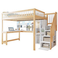 HOCHBETT 140/200 cm Weiß/Natur aus Kiefernholz und MDF mit Schreibtisch - Weiß, Holz (140/200cm) - OKMYHOME