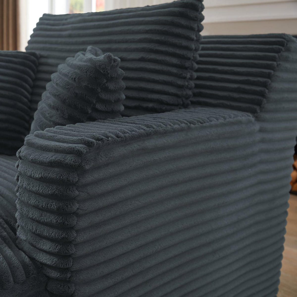 SOFA Cord Dunkelgrau - Dunkelgrau, Textil (100/82/166cm) - WISHDOR