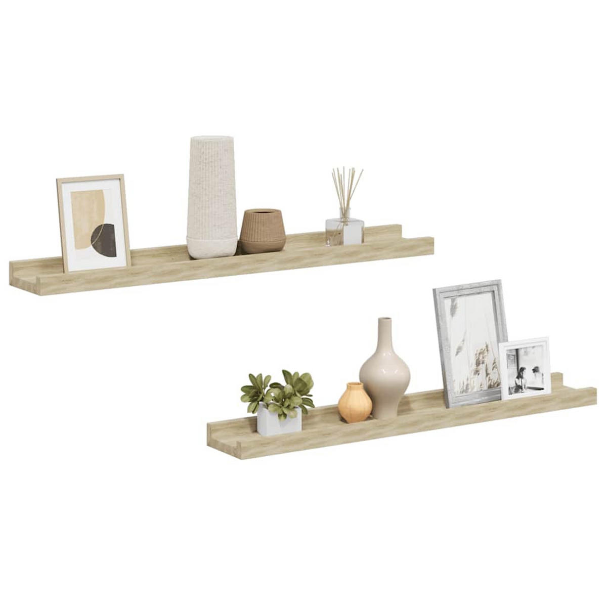WANDREGALSET 2-teilig 60/9/3 cm aus MDF Sonoma-Eiche Max. Belastbarkeit 5 KG - Sonoma Eiche, Holzwerkstoff (60/3/9cm) - vidaXL