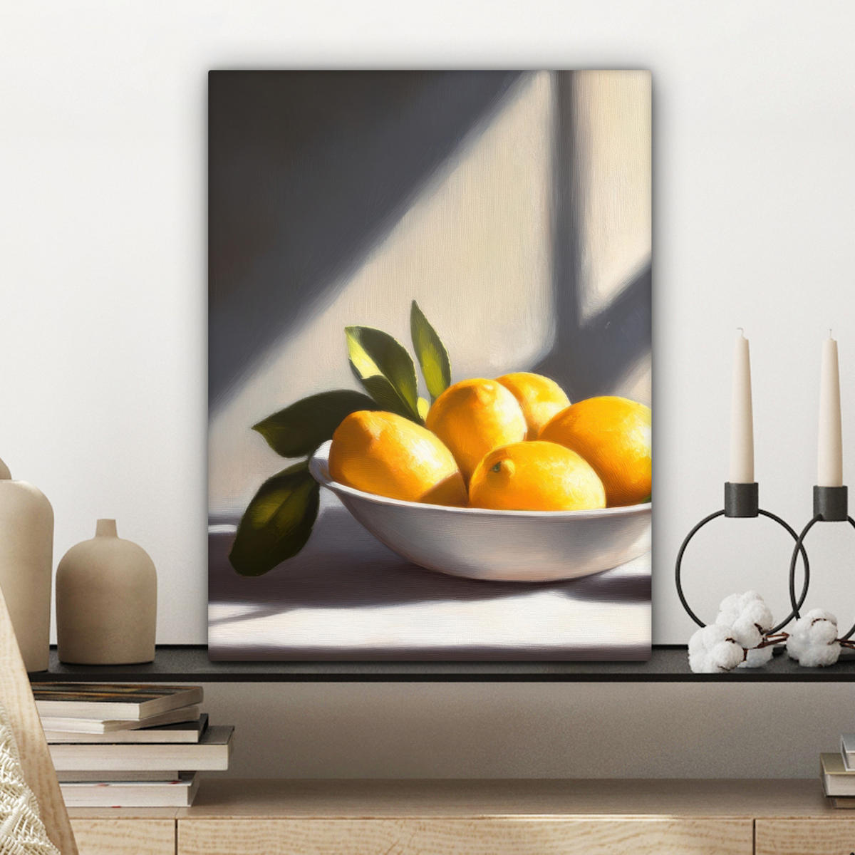 LEINWANDBILD Zitronen - Stilleben - Gelb 30x40 cm - Gelb, Textil (30/40cm) - MuchoWow