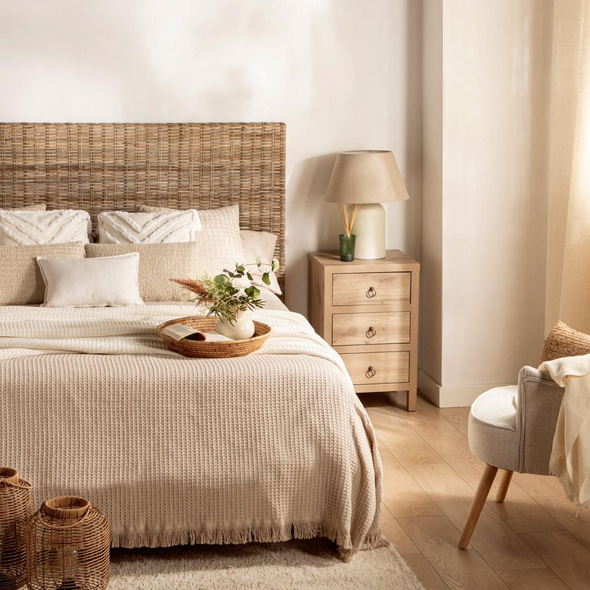 NACHTTISCH 3 SCHUBLADEN Livorno Natürlich 45 cm x 70 cm - Naturfarben, Holzwerkstoff (45/70/39cm)