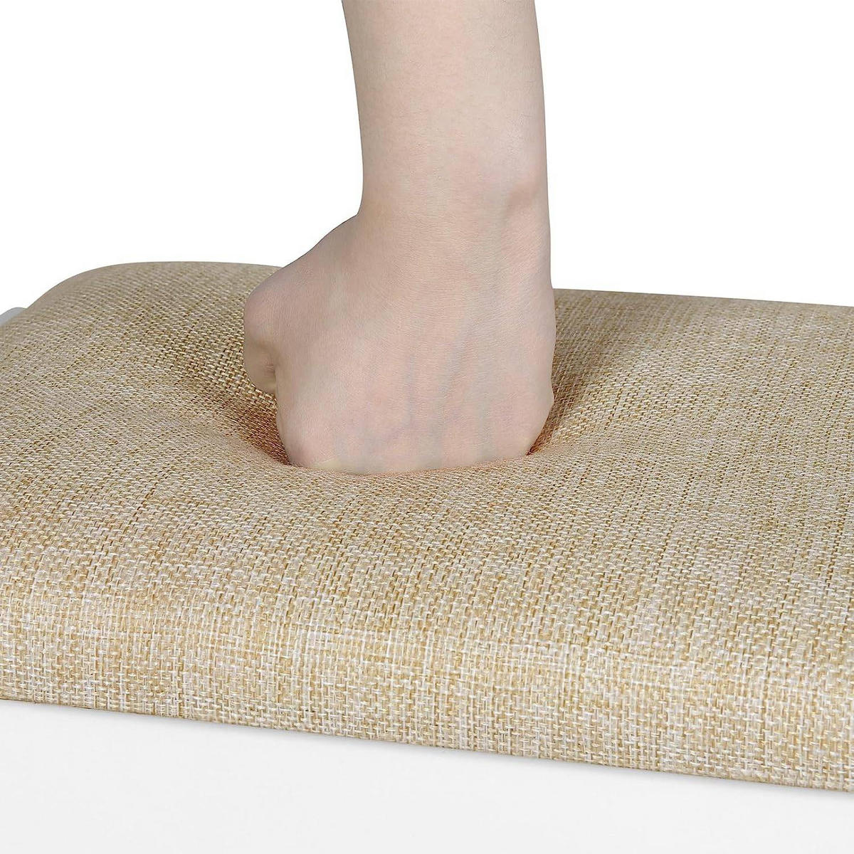 SCHMINKHOCKER mit Leinenbezug, 150 kg belastbar, Holz, Weiß Beige - Beige/Weiß, Holzwerkstoff/Textil (40/45/30cm) - Woltu
