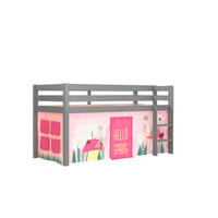 KINDERBETT Karolina 210x114x106 Massivholz Grau Textilset Spring 1 - Hellrosa/Grau, Holz (90/200cm) - 58aufmkessel