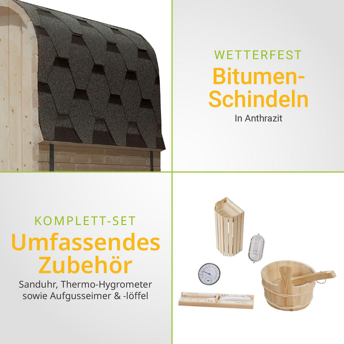 FASSSAUNA Nolvik M inkl. Zubehör-Set - Naturfarben, Holz (185/194/120cm) - Artsauna
