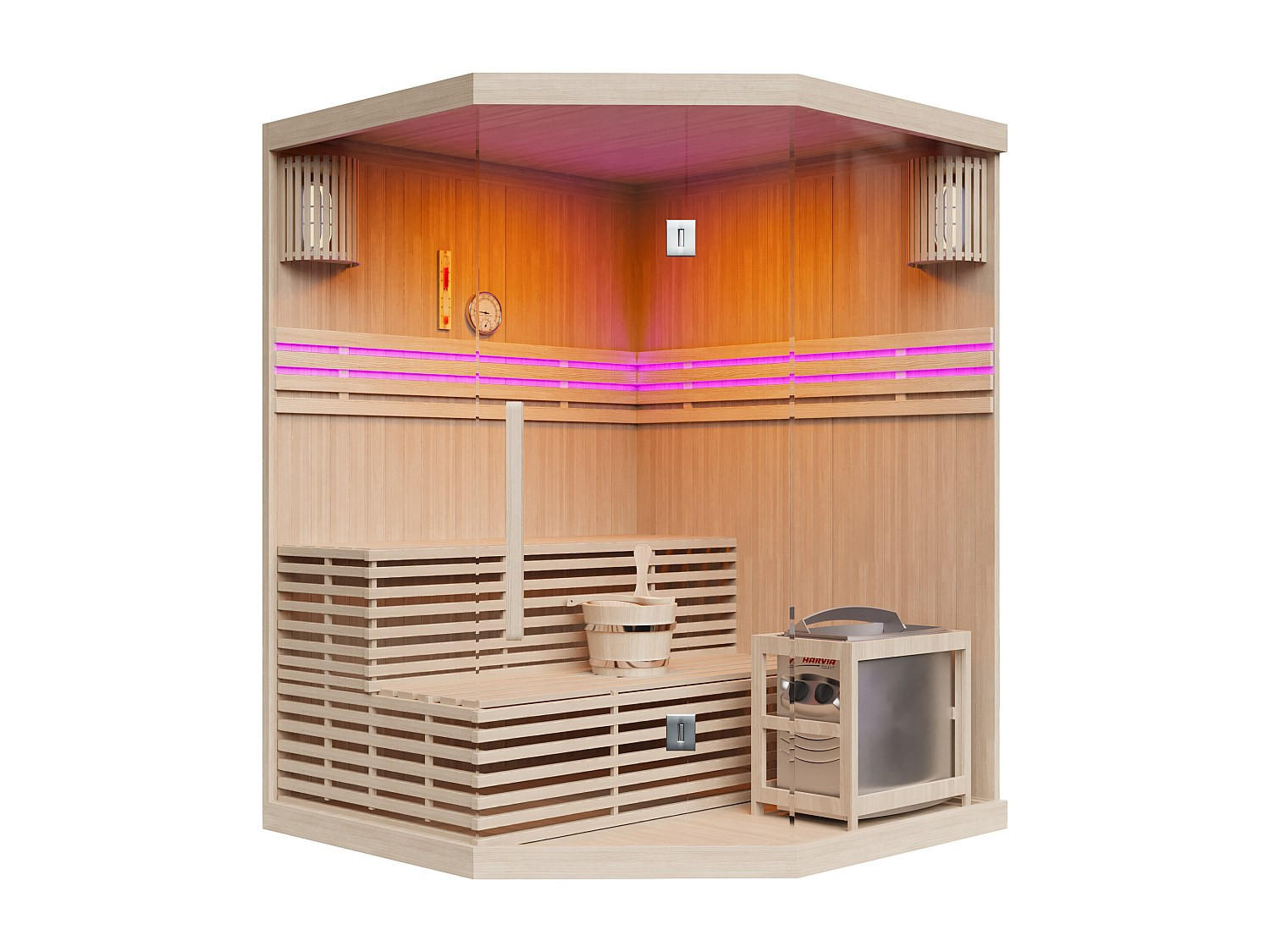 FINNISCHE Sauna - 4 Personen - Holz, Platte - Naturfarben Hell - - Naturfarben, Holz (150/200/150cm) - Vente-Unique