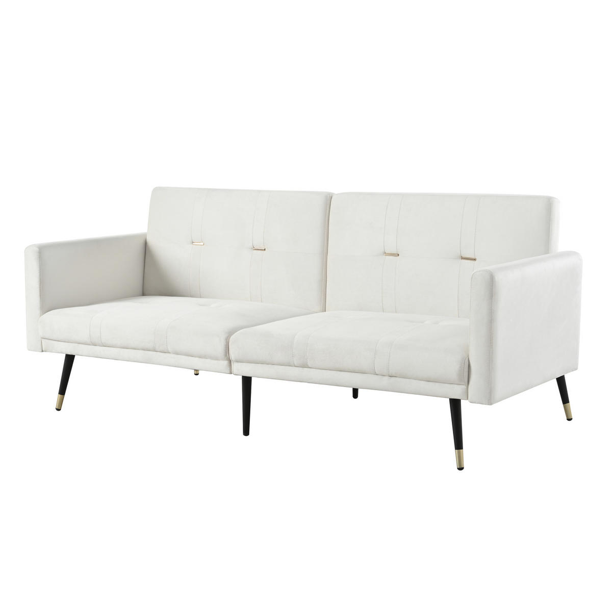 SCHLAFSOFA mit verstellbaren Rückenlehnen, 2-in-1 Gästebett und Samtbezug, Beige - Beige, Textil (164/70/89cm) - Redom