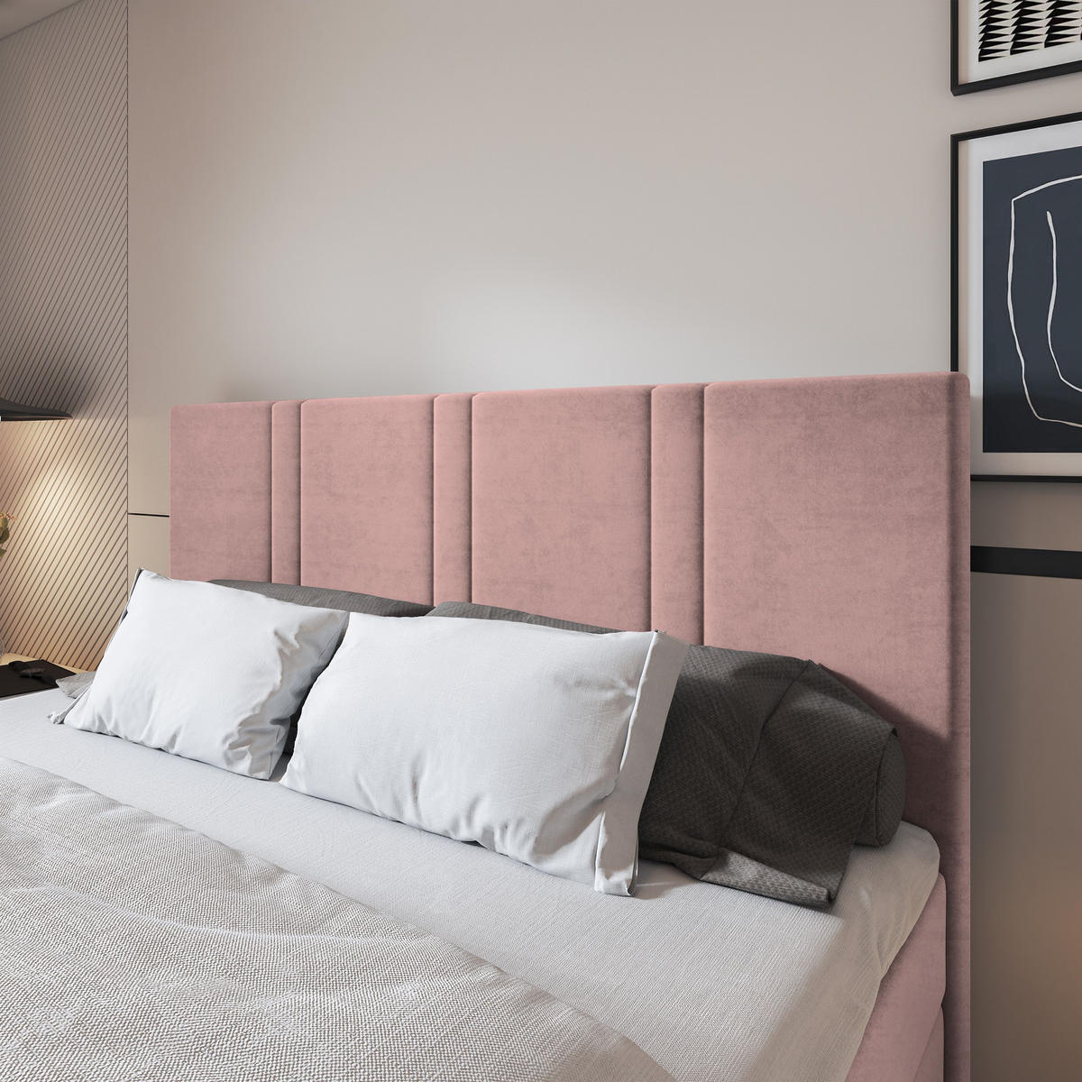 BOXBETT COMOZA 200x200 cm mit Matratze und Topper, H2+H3 - Rosa - Rosa, Holz (200/200cm) - MASSENO