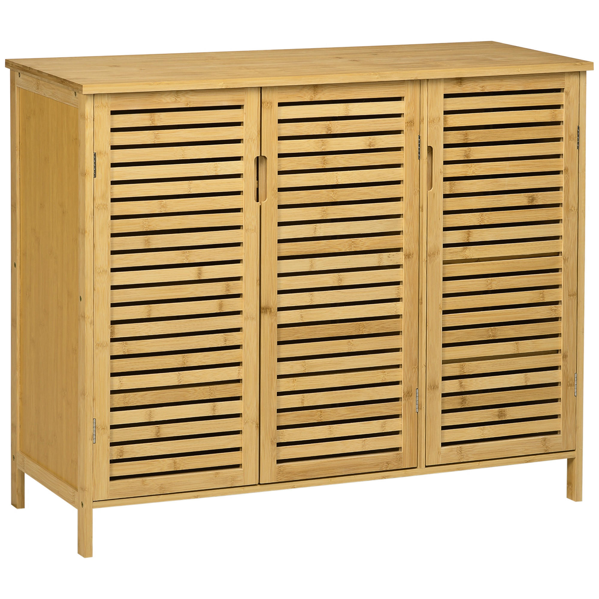 SCHUHSCHRANK Natur Bambus mit Türen Stauraum 1 Stück - Naturfarben, Holz (100/80/35cm) - PANGIVO