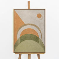 GEMÄLDE Geometrie der Sonne Schattenfugenrahmen Eichefarben 70x50 cm - Eichefarben, Holz (70/50cm) - YS-art gallery