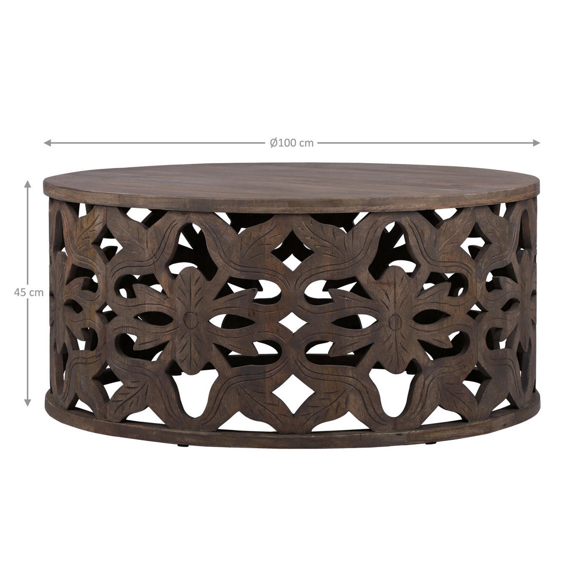 COUCHTISCH Ø100x45 cm rund Natur handgefertigt aus Mangoholz - Naturfarben, Holz (100/45/100cm) - WOMO-DESIGN