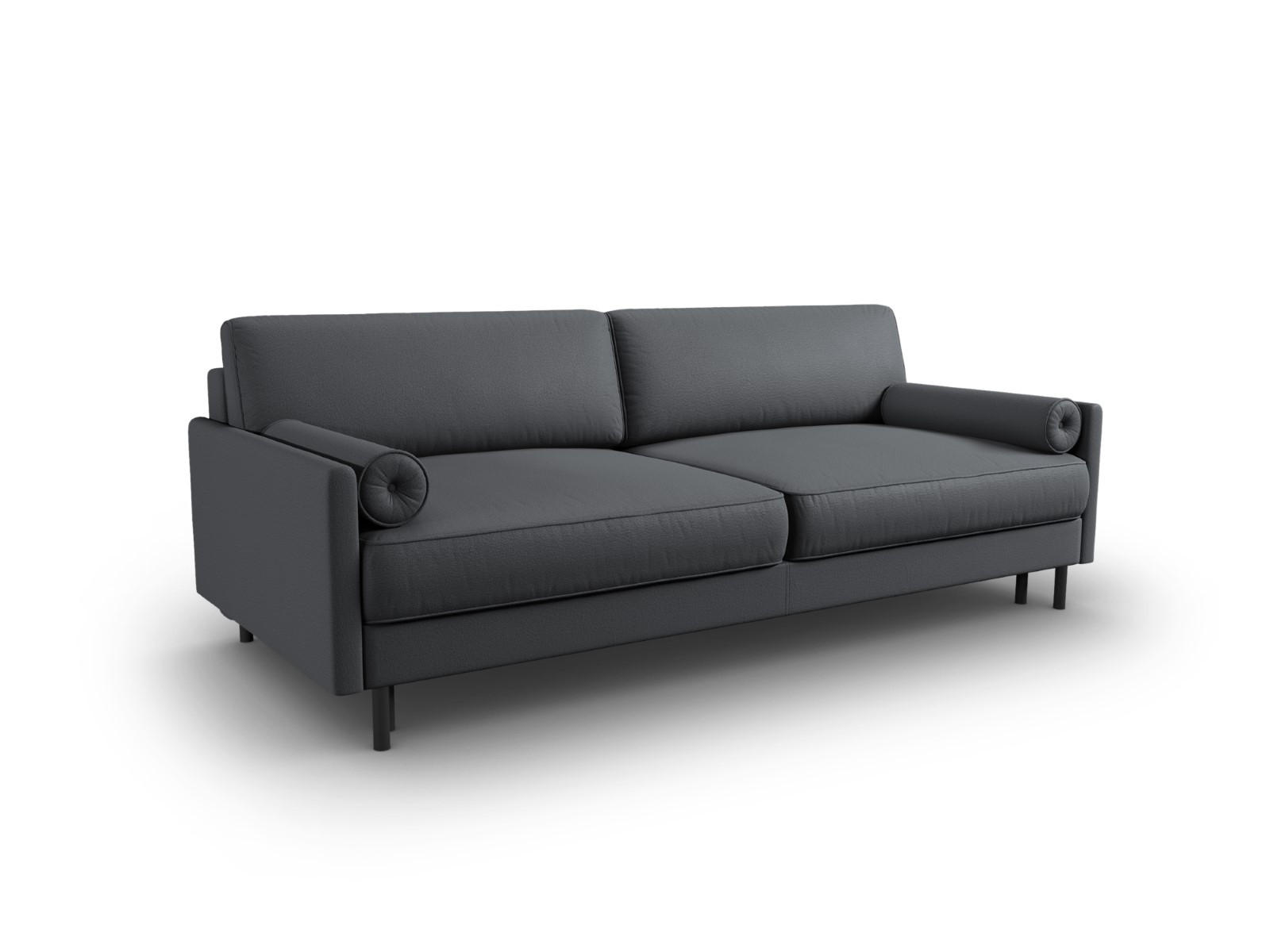 AUSKLAPPBARES-SOFA mit Bettkasten Scott aus strukturiertem Stoff dunkelgrau 3 Sitzplätze - Dunkelgrau, Textil (97/87/212cm) - Micadoni