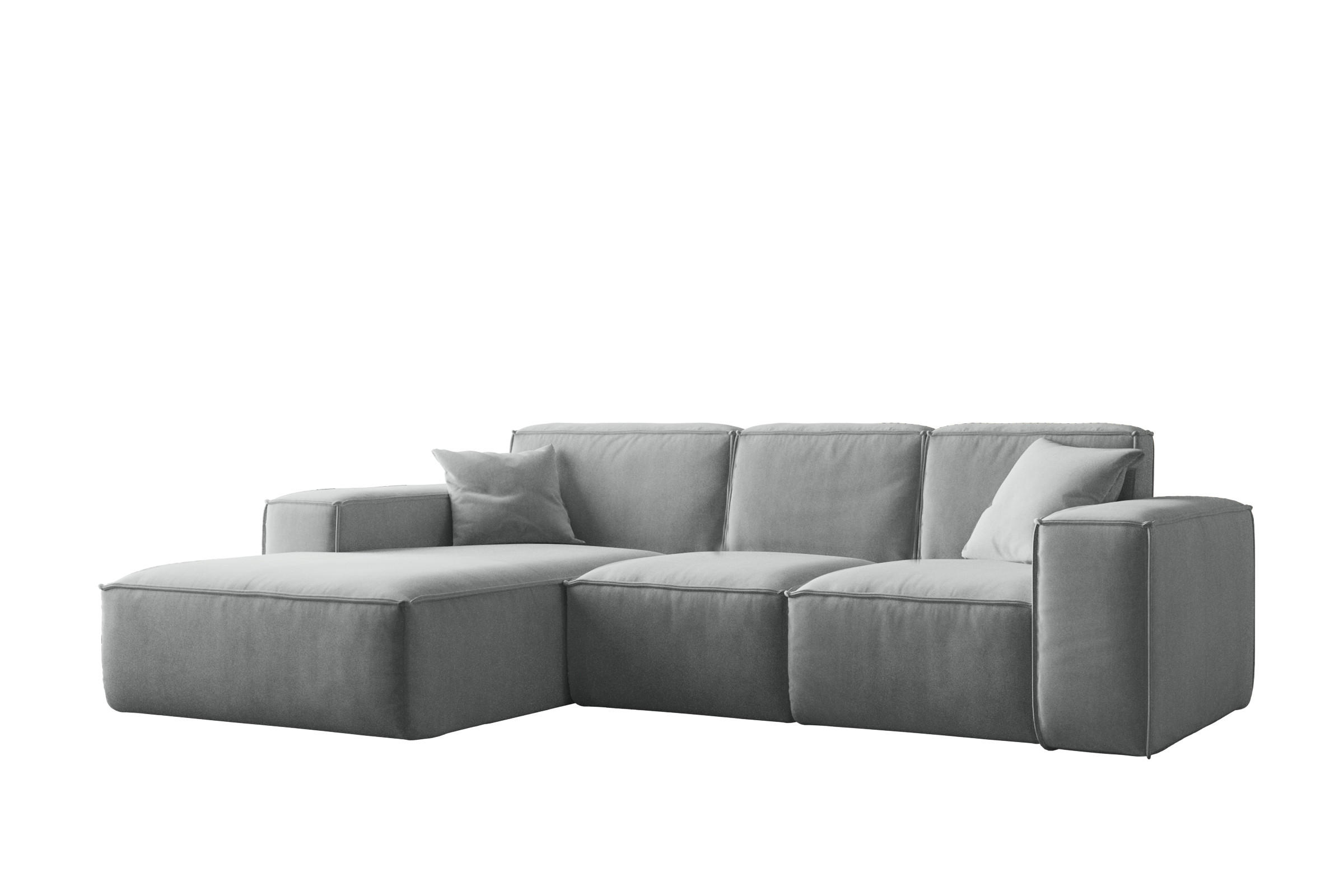 ECKSOFA, Sofa L form, Couch L form Siena L stoff Salvador Grau Links - Grau, Holz (165/266cm) - Kaiser Möbel