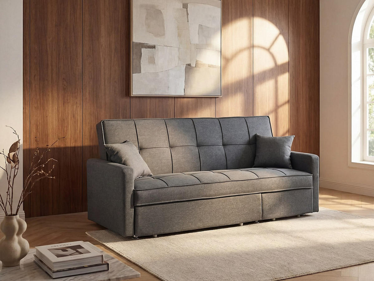 SCHLAFSOFA - -Sitzer - Stoff - Grau - - Grau, Textil (206/98/86cm) - Vente-Unique