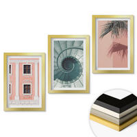 WANDBILDER 3er Set - 20x30 cm Goldrahmen - Pastellfarbene Spiralarchitektur - Goldfarben, Kunststoff (20/30cm) - ArtPrintCave