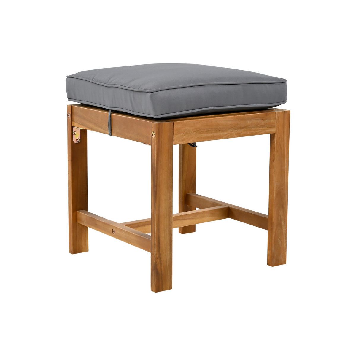 GARTENSET 195x57x71cm grau aus Akazie, handgewebt, 7-teilig - Grau, Textil - Modfu