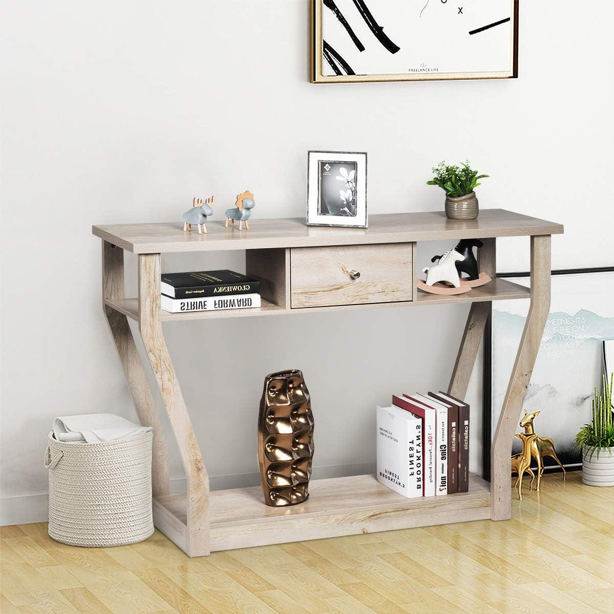 FLURTISCH 81cm Grau - Grau, Holz (120/30/81cm) - COSTWAY