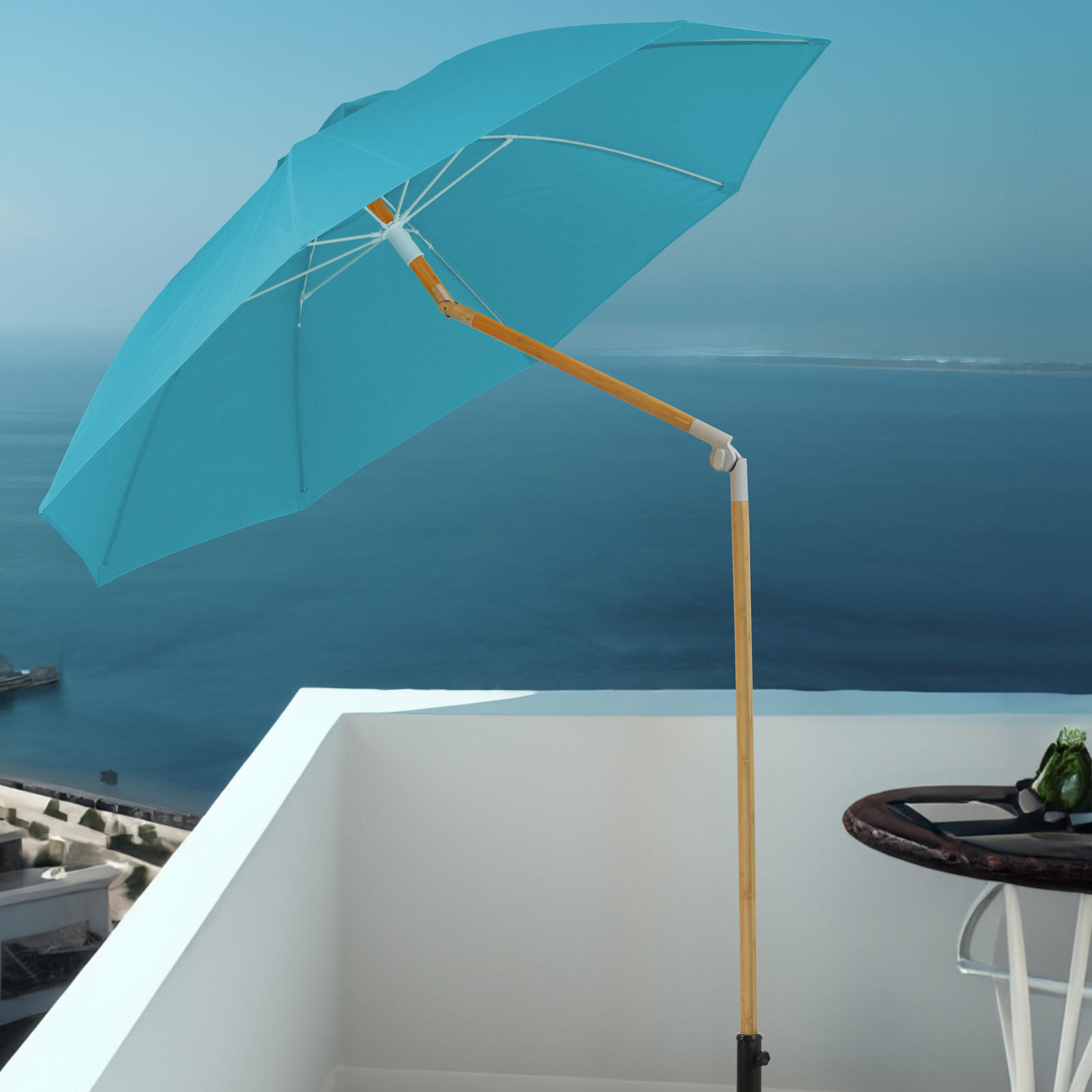 SONNENSCHIRM Bambus Hellblau - Hellblau, Textil (200/200cm) - SVITA