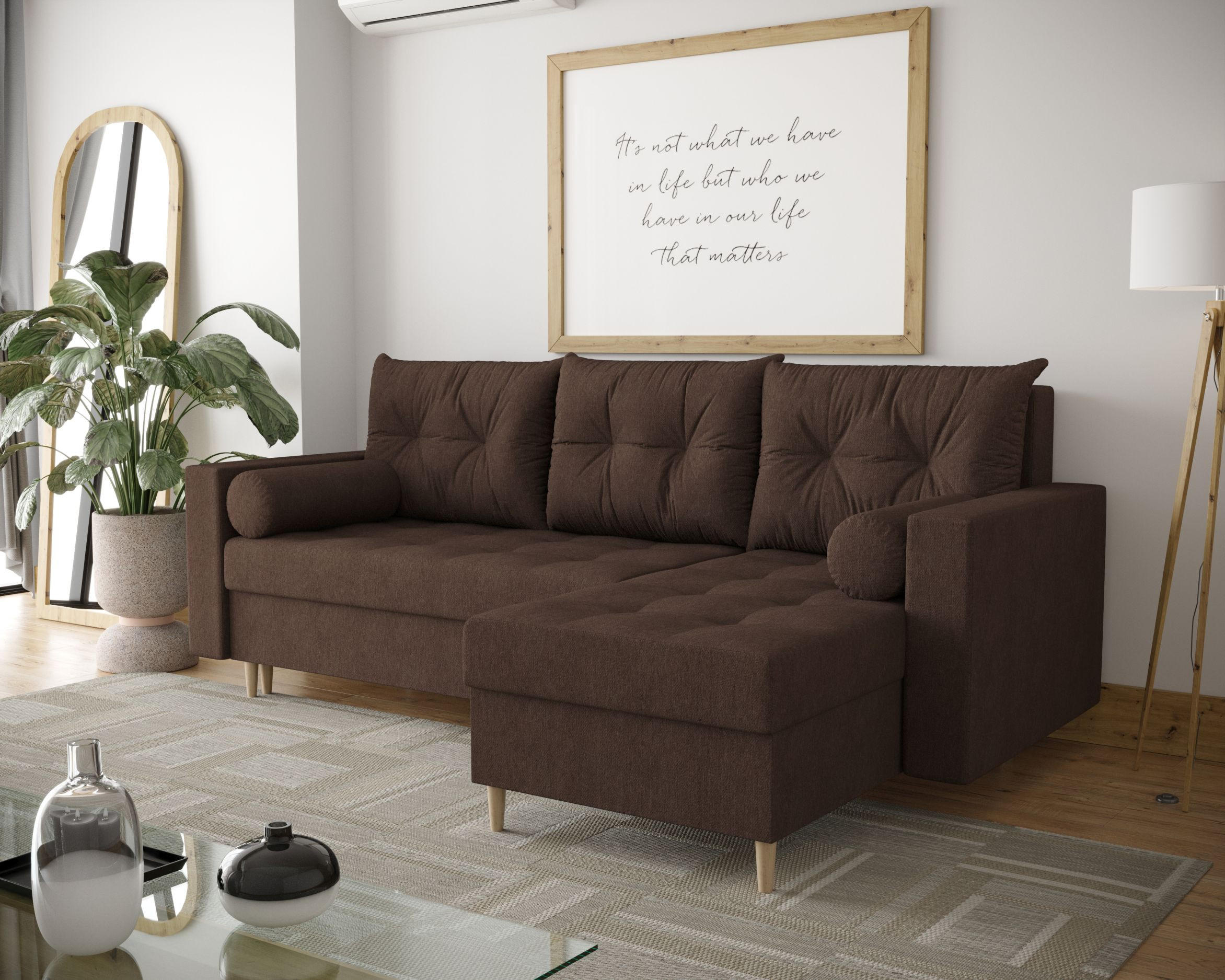 ECKSOFA SKANDI Cosmic 800 Rechts mit Schlaffunktion - Braun, Textil (230/145cm) - Bedante