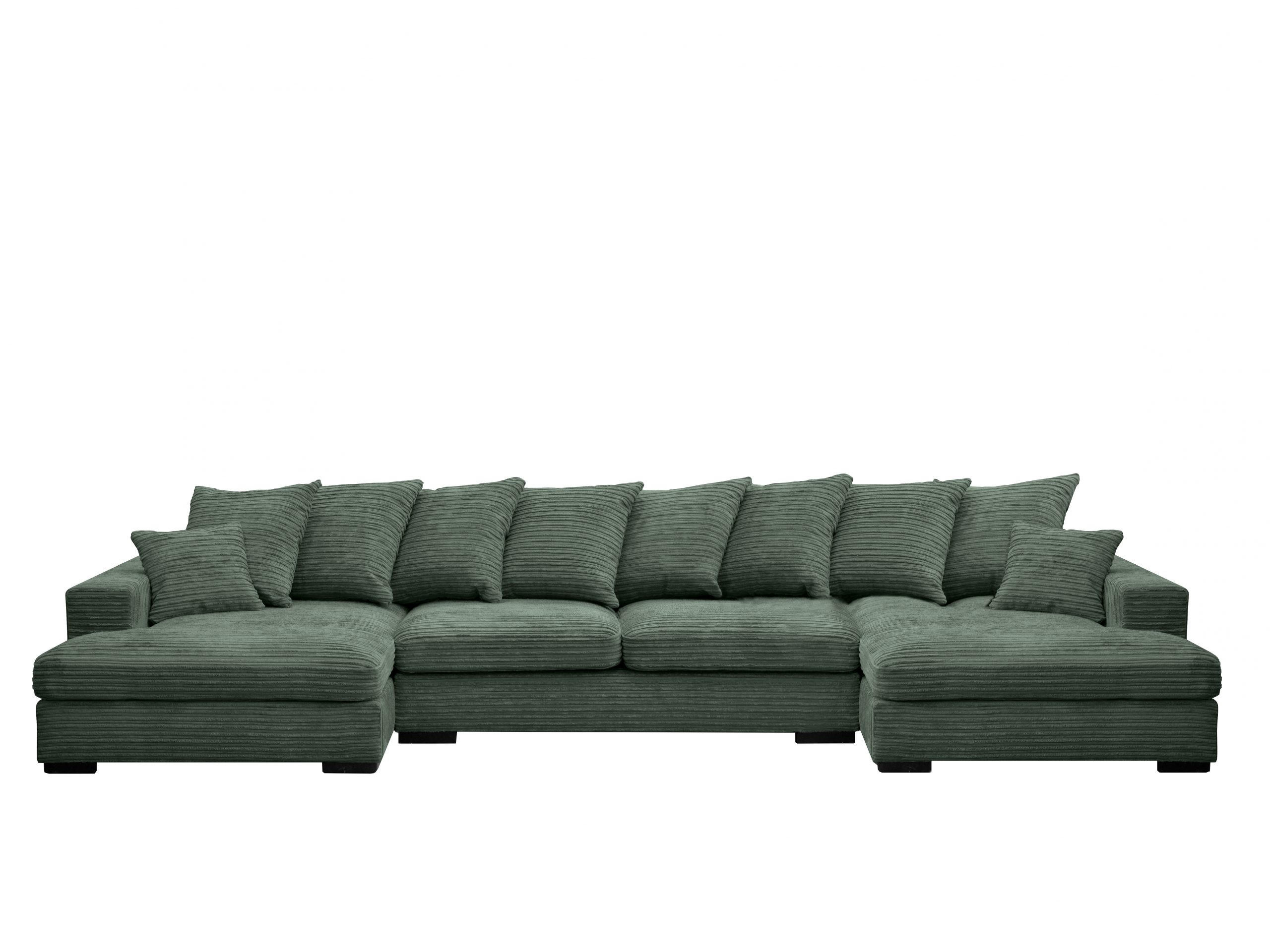ECKSOFA mit Schlaffunktion und Bettkasten Couch U-form Gabon Stoff Zoom Grün - Grün, Holz (373/155cm) - Kaiser Möbel