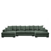 ECKSOFA mit Schlaffunktion und Bettkasten Couch U-form Gabon Stoff Zoom Grün - Grün, Holz (373/155cm) - Kaiser Möbel