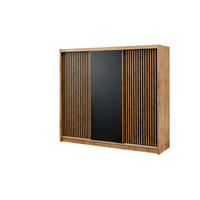 SCHWEBETÜRENSCHRANK DRAVEN 250/215/60,5 cm 3-türig Eiche Wotan - Eiche Wotan/Schwarz, Holzwerkstoff (250/215/60.5cm) - MASSENO