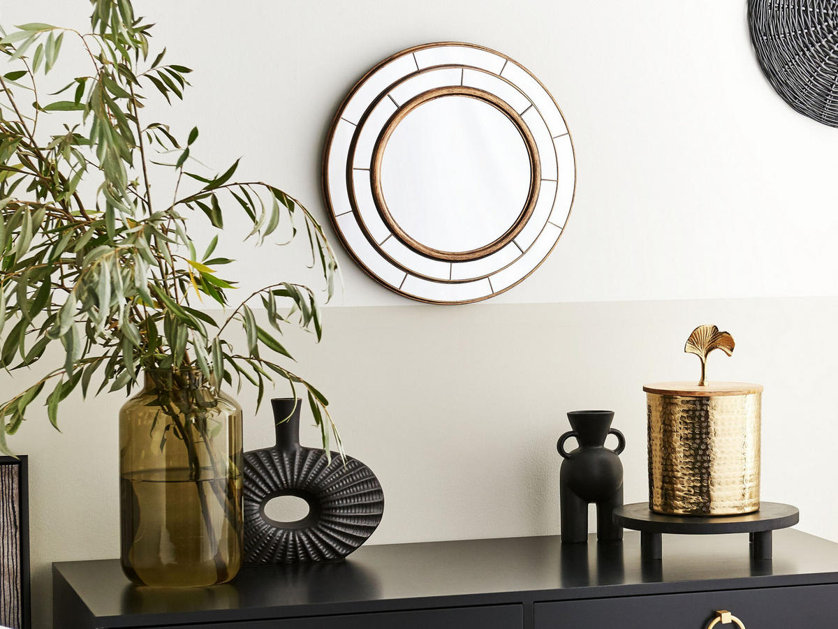 WANDSPIEGEL gold rund 40 cm Belchite - Goldfarben, Kunststoff (40/40/4cm) - Beliani