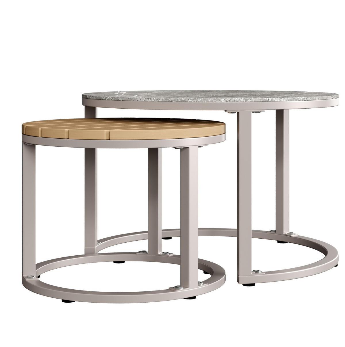 GARTENMÖBEL 123x68cm beige aus Metall und Polyester - Beige, Metall - Modfu
