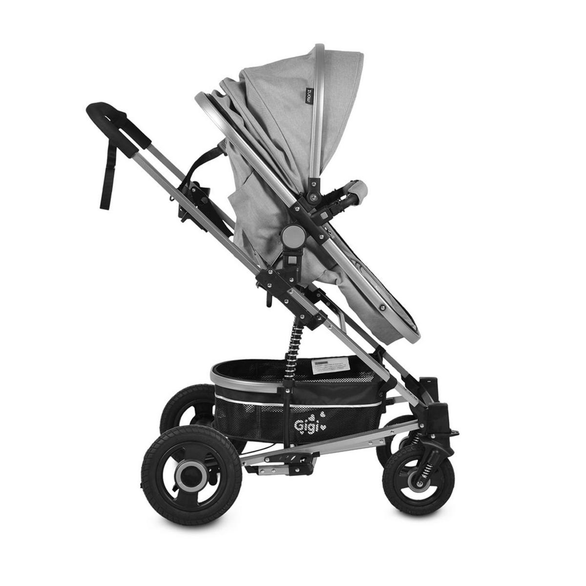 KINDERWAGEN Gigi dunkelgrau Sportsitz Wickeltasche Getränkehalter - Dunkelgrau/Grau, Metall (94/63/103cm) - Moni
