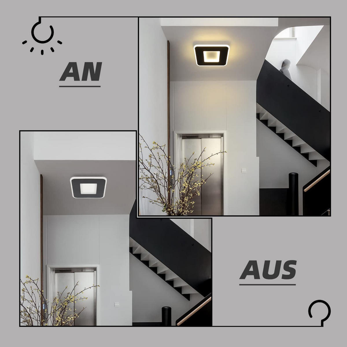 LED-DECKENLEUCHTE Heimue 24/24/4cm - Weiß, Metall (24/24/4cm) - ZMH