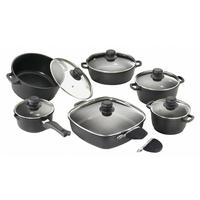 TOPFSET, Aluguss, Antihaftbeschichtung, inkl. 2 Thermogrips, 12-teilig - Schwarz, Metall - Karcher