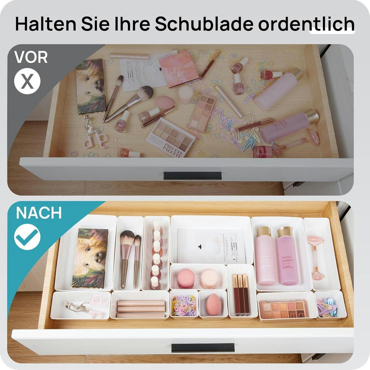 SCHUBLADEN-ORGANIZER 25-teiliges Set Kunststoff Weiß - Weiß, Kunststoff (15.2/5.1/22.9cm)