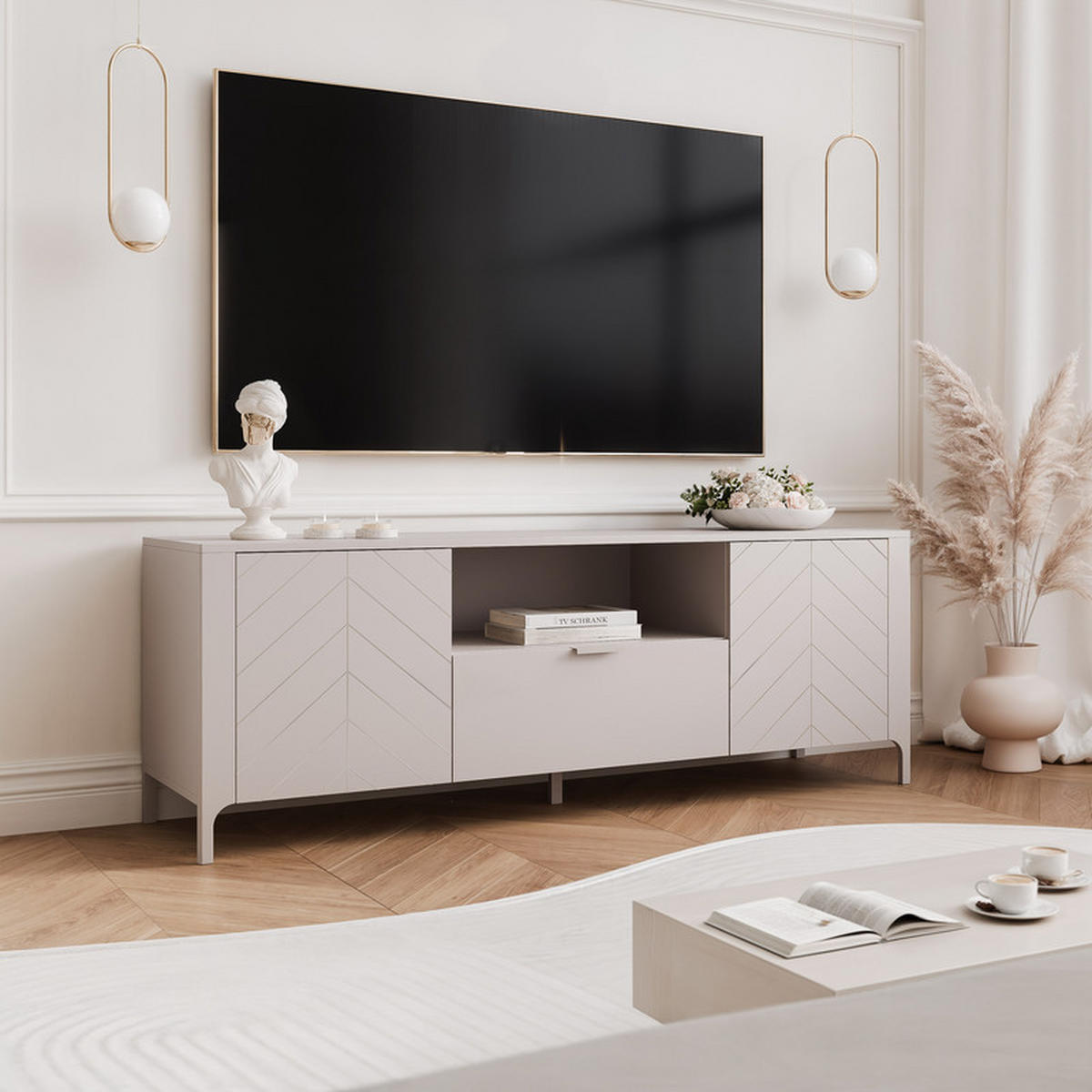 TV-LOWBOARD LORIEN stehend, 159 cm Kaschmir - Kaschmir, Holzwerkstoff/Metall (159.8/57.1/40.6cm) - Idohome